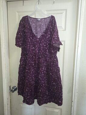 Purple Floral V-Neck Women’s Dress